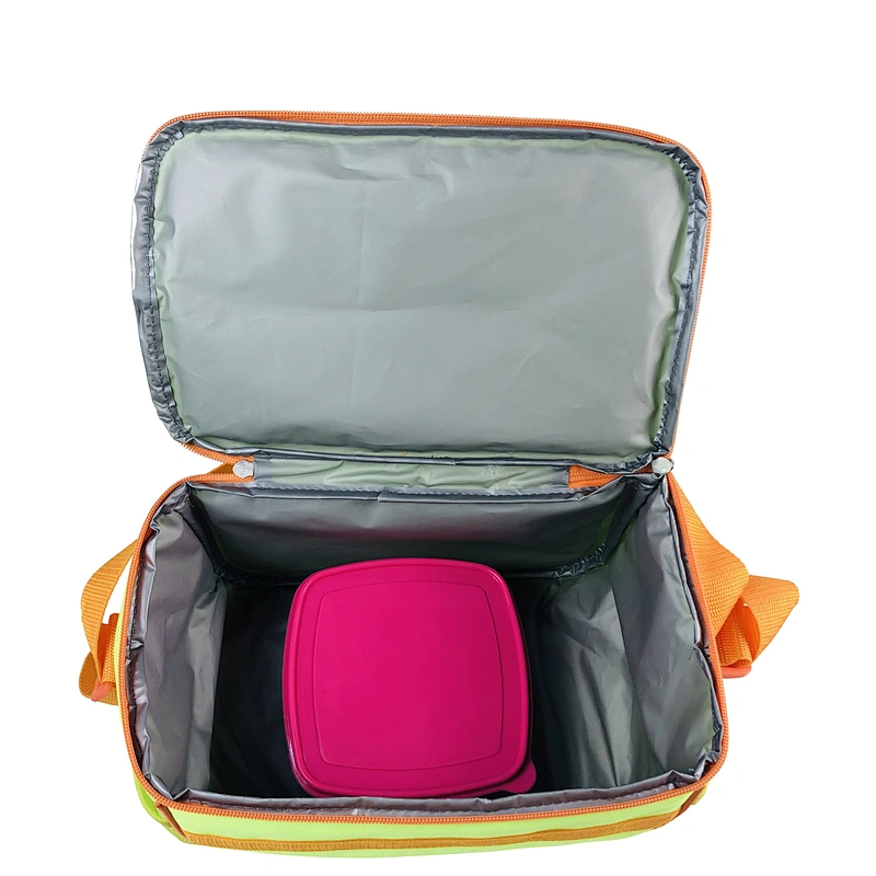 High quality insulated cooler box bags deliver lunch food delivery with custom logo thermal fluorescent green fabric for kids