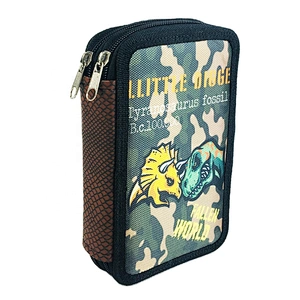 Dinosaur custom knitted fabric kids children school 2 layers pencil case stationery Pouch bag