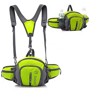 Blue Waterproof Running waist sport bag with Water Bottle Holder canvas cycling Waist Bag Outdoor sports Hiking Waist pack