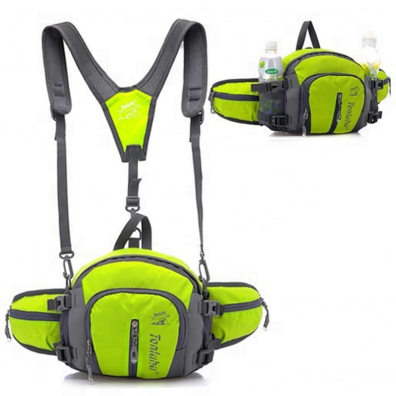 Blue Waterproof Running waist sport bag with Water Bottle Holder canvas cycling Waist Bag Outdoor sports Hiking Waist pack