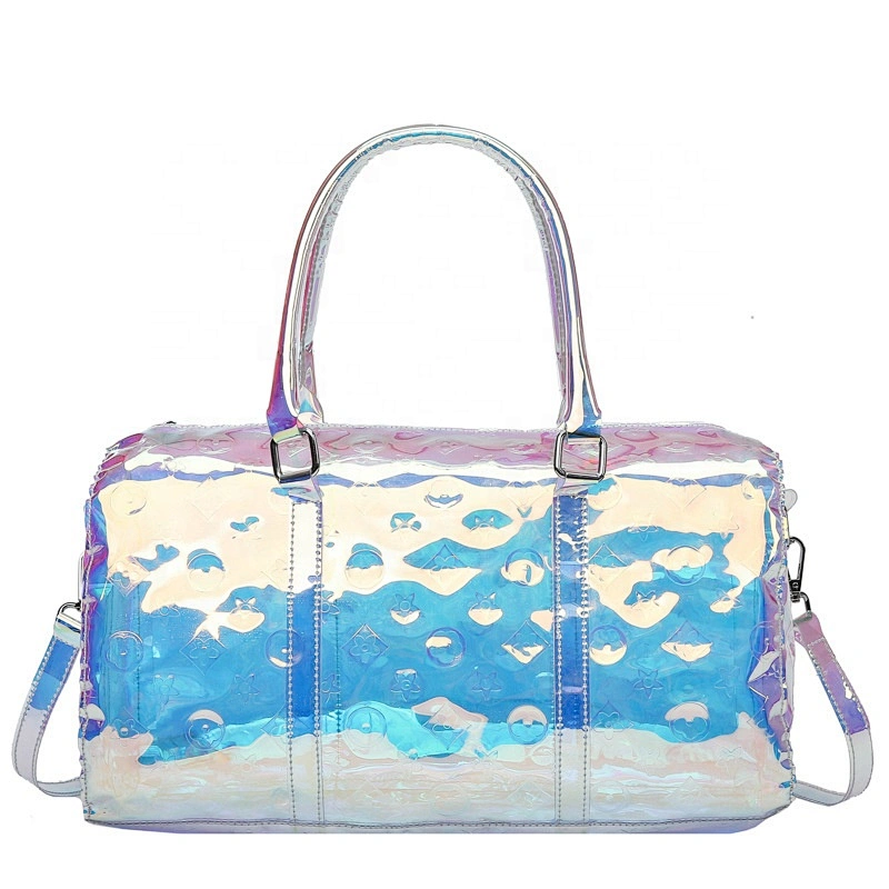 Trendy Fashion Laser Bag Transparent Large Capacity Fashion Holographic Overnight Bag Women Travel Clear Duffel Bags