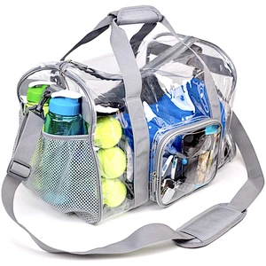 Customized Large Capacity Waterproof  Clear Plastic Tote Bag Beach Handbag Women Men Gym Transparent Pvc Travel Duffel Bag