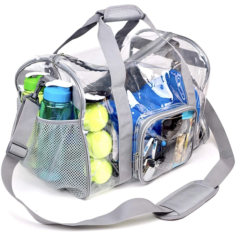 Customized Large Capacity Waterproof  Clear Plastic Tote Bag Beach Handbag Women Men Gym Transparent Pvc Travel Duffel Bag