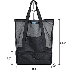 Large Mesh Beach Tote Bag with Detachable Beach Cooler Family Travel Tote for Beach Picnic Gym Pool
