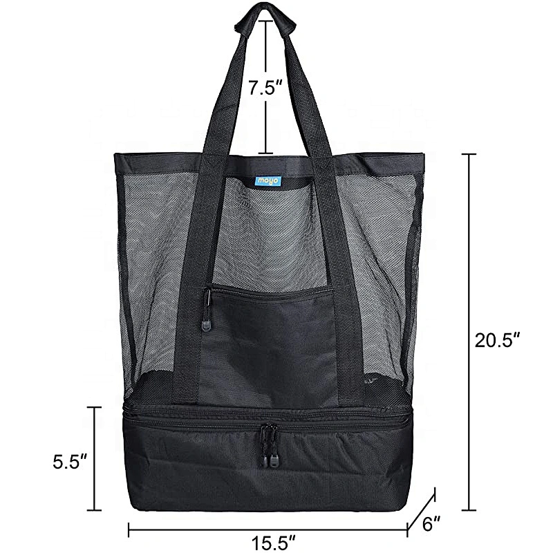 Large Mesh Beach Tote Bag with Detachable Beach Cooler Family Travel Tote for Beach Picnic Gym Pool