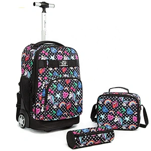 2020 high quality School Trolley Bag Set 18 inch Kid cartoon School Bags three-piece Trolley Bag Set