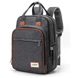 Fashion new design large capacity waterproof leather diaper bag mother care mommy baby diaper backpack with stroller straps