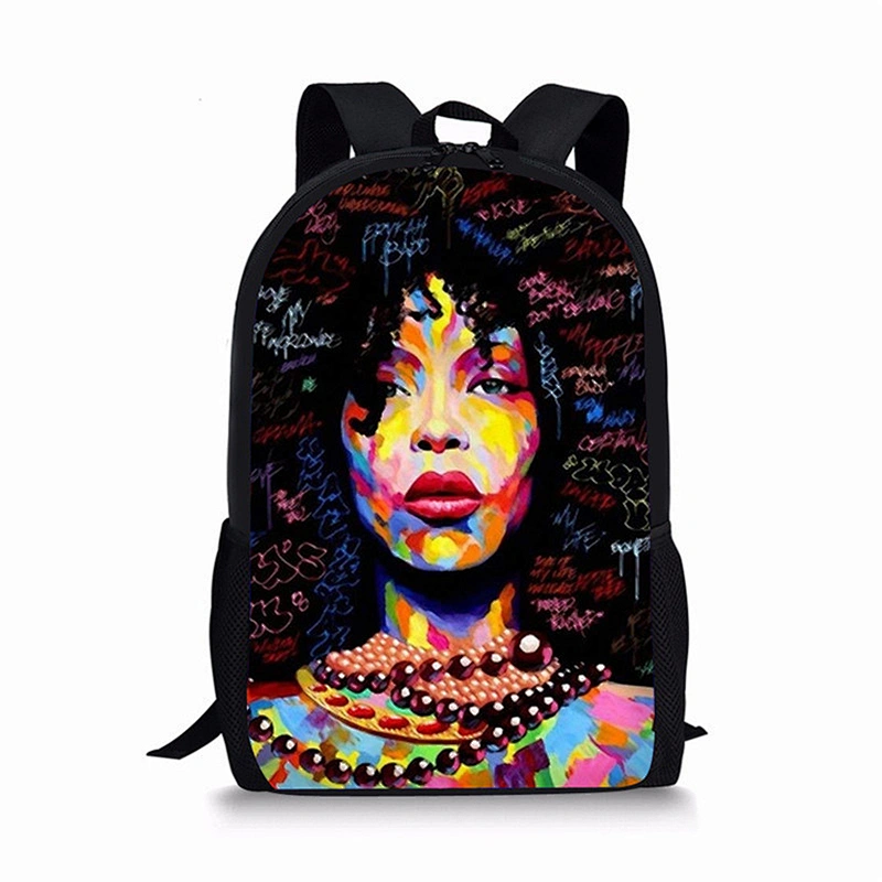 Custom black skin Backpack for African girls' primary school students  digital 3D printed backpack for children