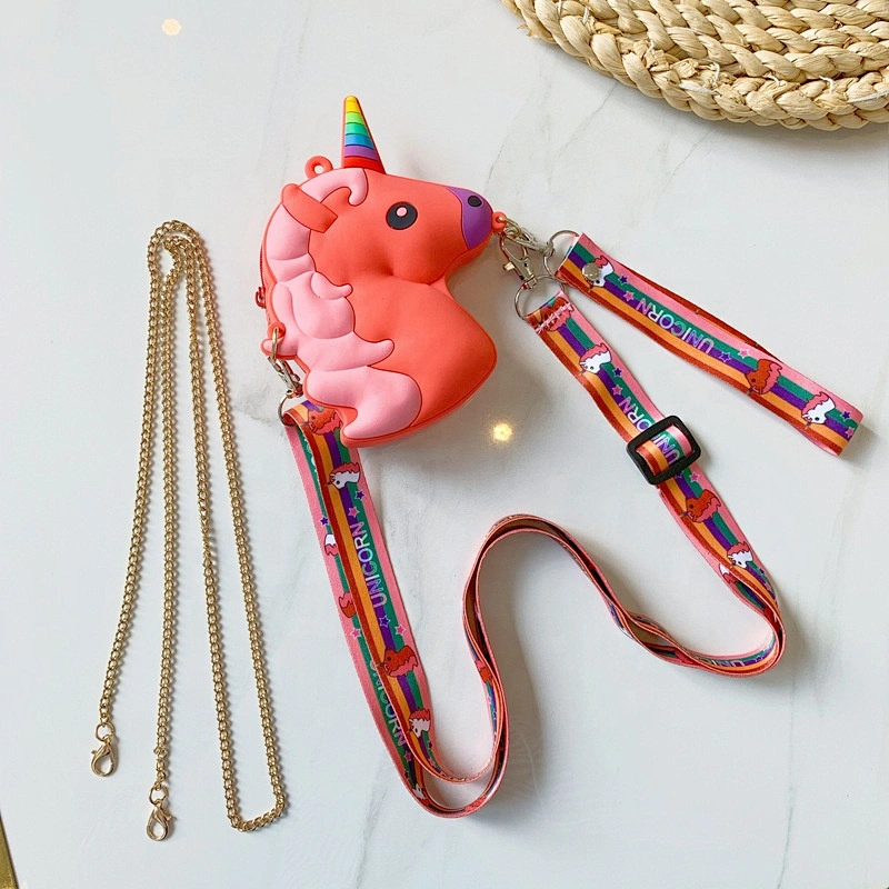 Waterproof cute cartoon girl women Silica Gel soft silicone rubber wallet pouch case coin purse mini purse with crossbody strap