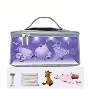 LED Foldable UVC baby items disinfection case with concealed USB charging sterilize handbag