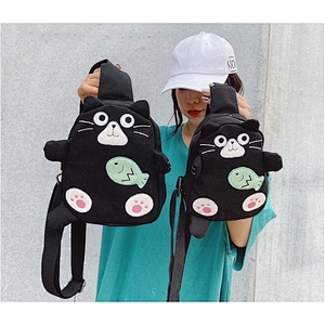 Fashion Trendy Shoulder Female Canvas Cute Lady Messenger Bag A new cartoon cat on Instagram