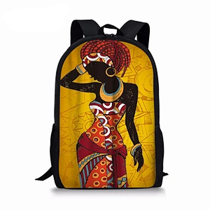 Customization  New African lady student backpack personalized fashion satchel for children African art backpack for children