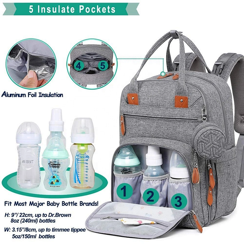 2020 Hot sale Large capacity multi-functional baby diaper bag Stroller Straps Insulated Pockets Changing Pad diaper backpack