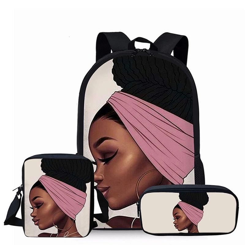 Children 3pcs/set School Bags for Kids Black Art African Girl Printing School Bag Teenagers Shoulder Bagpack Satchel bag