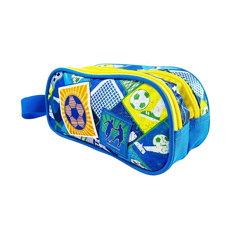 wholesale hot sell Cute Simple melange soccer students Packing cute kids School Office Pencil Pouch Case Bag for school boy