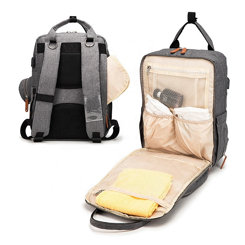 Multi-function Outdoor Unisex Stylish Polyester travel waterproof Diaper Bag Backpack Baby Diaper Bags With Bottle Warmer