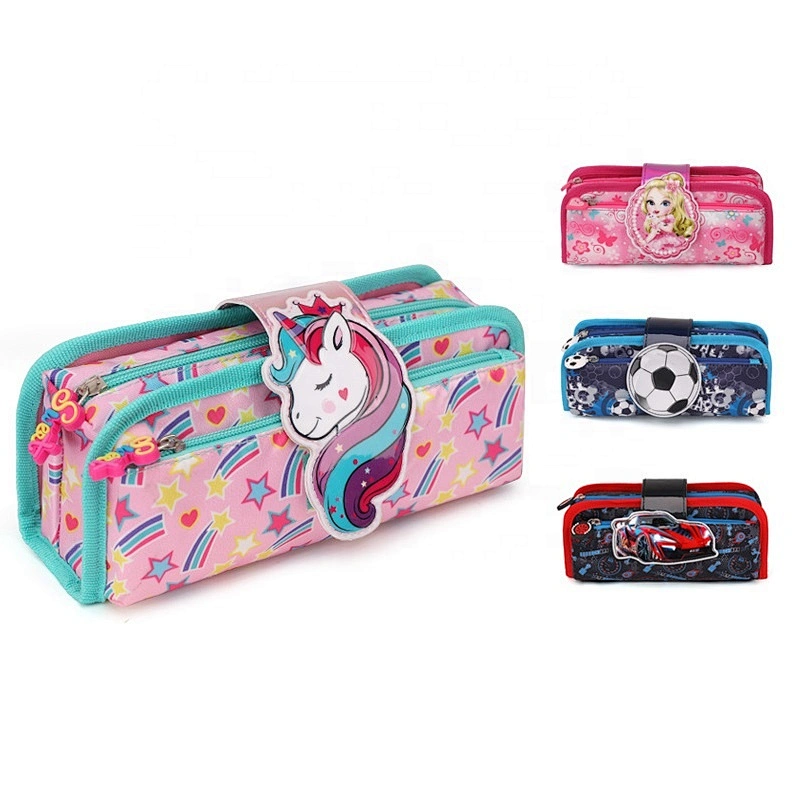 cartoon printing RACING CARS China factory wholesale cartoon printed polyester pencil case Cute stationery bag large capacity