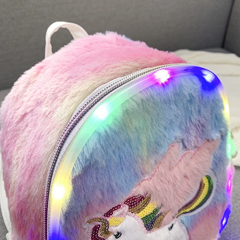 Fashional Cute Plush Mini 3D School Bag Soft Gifts with lamp School Bag 12 inch Sweet Kids Girls School Bag