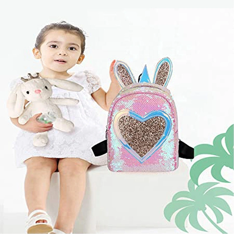Kids Toddler Backpack Cute Mermaid Reversible Sequin Mini School Bag PU Leather Waterproof Backpack for Girls