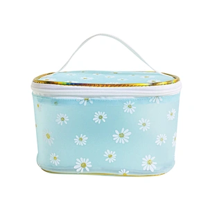 OEM/ODM Waterproof daisy jelly tpu Women handbag Travel Makeup Organizer Cosmetic bag basket Case Bags with handles