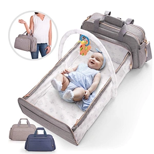 wholesale lequeen waterproof mommy care baby diaper backpack bag set travel mummy baby with stroller buckle and bed