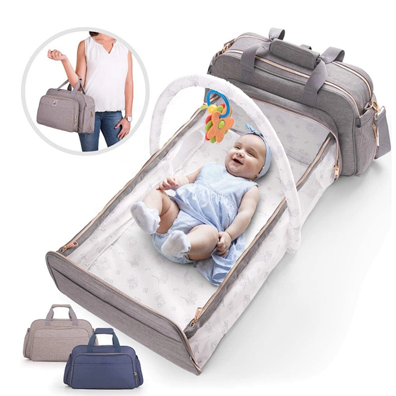 wholesale lequeen waterproof mommy care baby diaper backpack bag set travel mummy baby with stroller buckle and bed