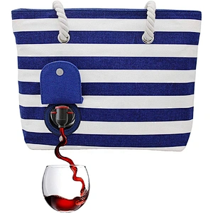 Fashionable functional soft cooler purse with Hidden Insulated Compartment Wine Tote Bag with or without the beverage pouch