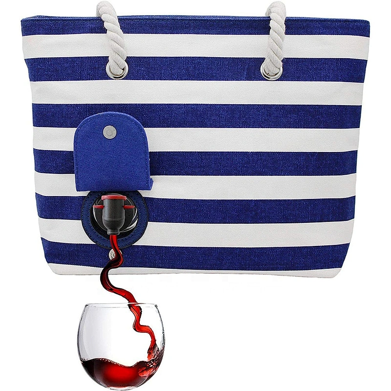 Fashionable functional soft cooler purse with Hidden Insulated Compartment Wine Tote Bag with or without the beverage pouch