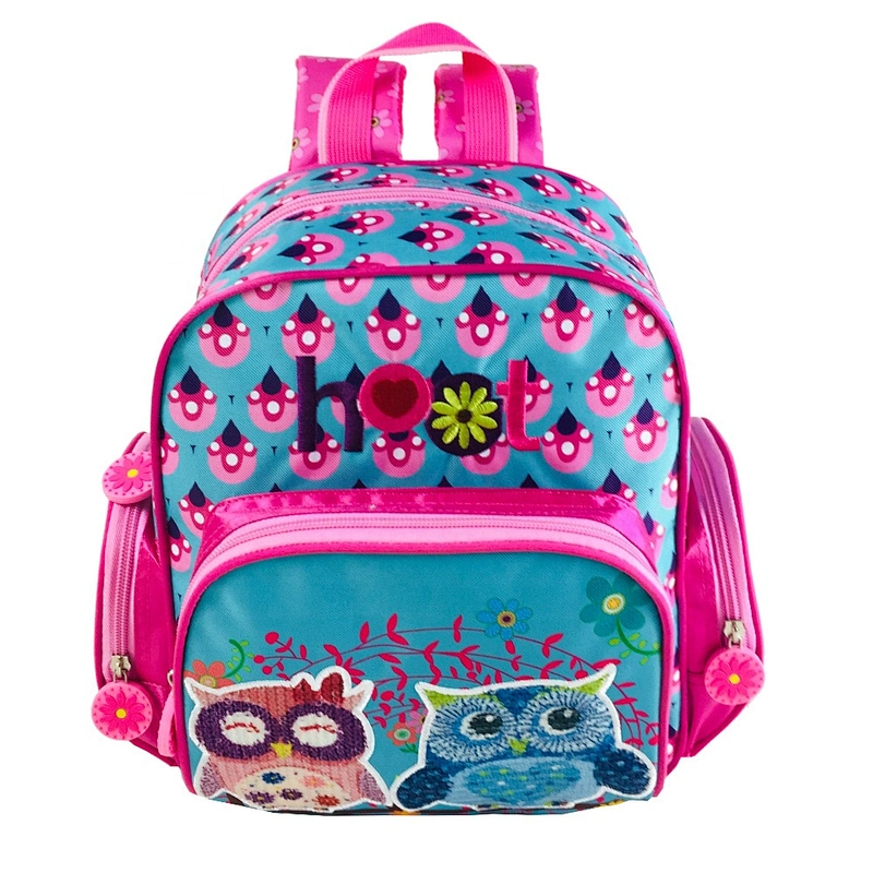 Promotional Cute owl baby girls backpack polyester kids school backpack bags for child school
