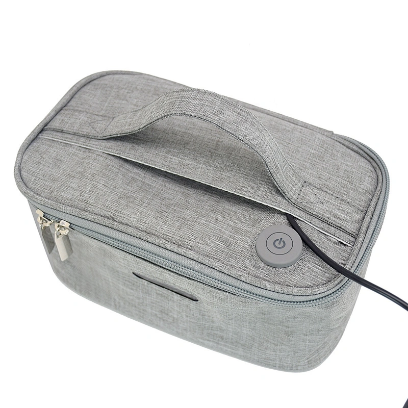 LED Foldable UVC baby items disinfection case with concealed USB charging sterilize handbag