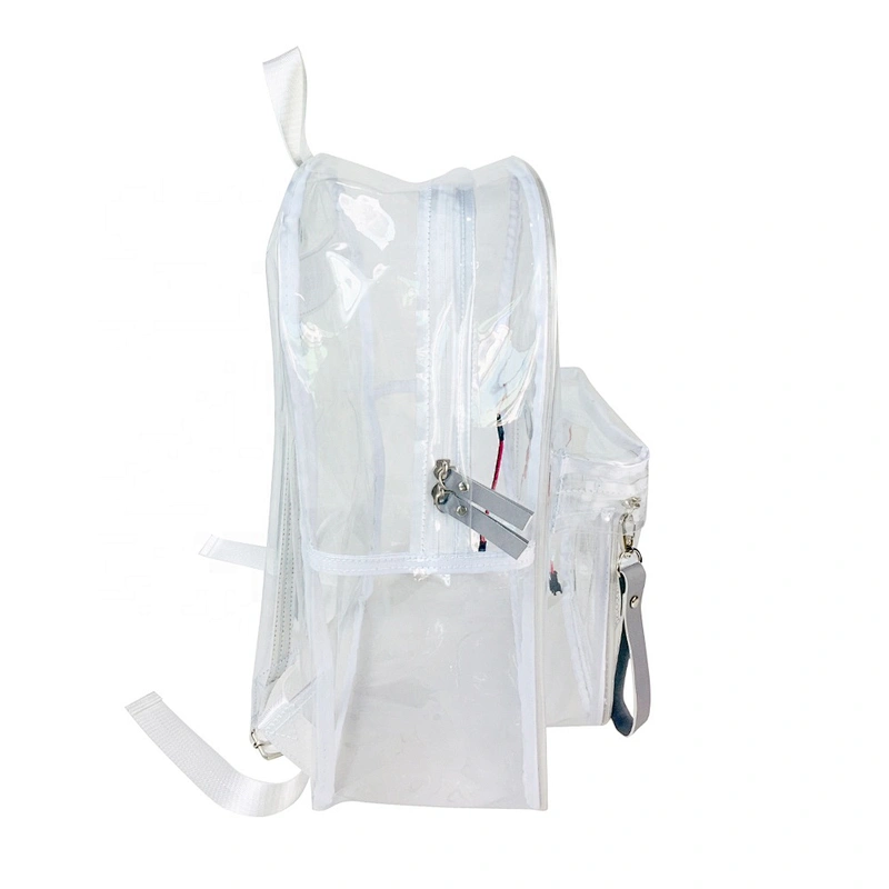 Custom Logo Clear PVC Backpacks bag Smooth Sports Clear Transparent pvc bag with flash light pipping
