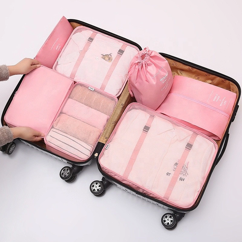 New Fashion Luggage Organizer High Quality Waterproof 7 pcs Travel Bag Packing Cube