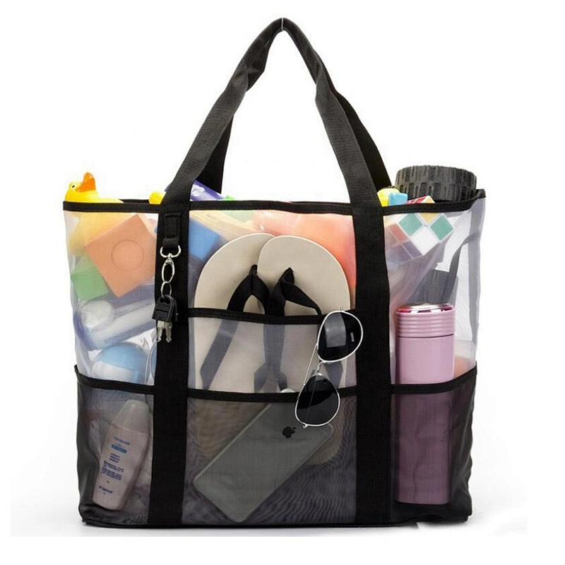 Large capacity multi-function lightweight Mesh Beach Tote Bag Shopping Net bag With Oversized Pockets
