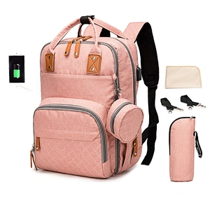 2020 Amazon New Hot sale 5pcs set USB Charging Mummy Bag Multifunctional Maternity Mother Nappy Bagpack Diaper Bags for mom