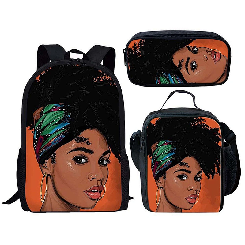 Hot Selling Africa Beauty Princess Fashionable School Bags For Girls Casual Kids School Backpack Set Exclusive Designer Bookbags