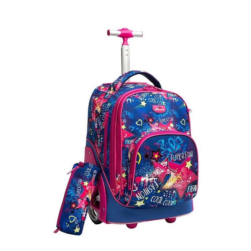 Durable Stars trolley backpack with pencil case for girls boys 2 pcs in One set children school bags sets student child kids set