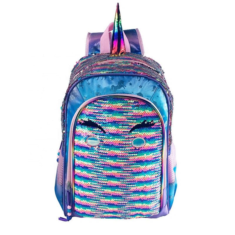 wholesale latest unicorn school bags for young girls school bag new models for kids with sparkling sequin in rainbow color