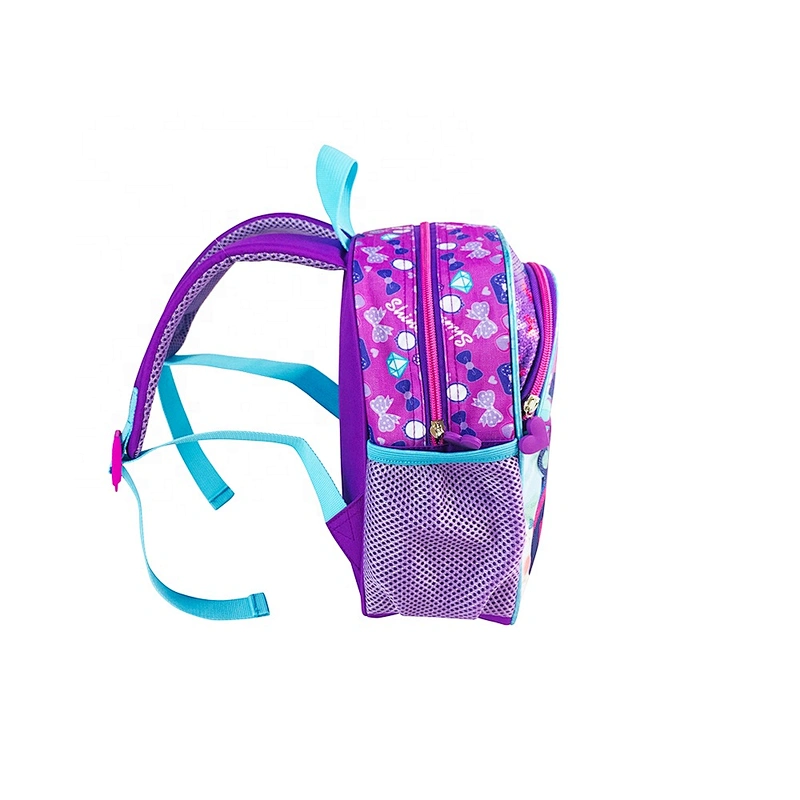 Popular factory high quality student backpack golden backpack leather children school bags for girls kids with fantasy fabric