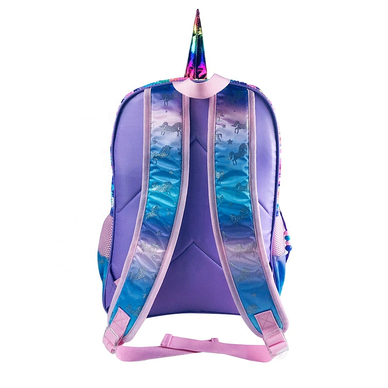 wholesale latest unicorn school bags for young girls school bag new models for kids with sparkling sequin in rainbow color