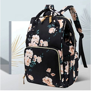 2020 Fashionable Floral Baby Mum bag Water Resistant Baby Maternity Nappy Bag Diaper Bag Backpack with USB charging port