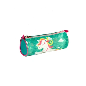 School supply stationery plush unicorn pencil case pouch bag student, made of satin + plush