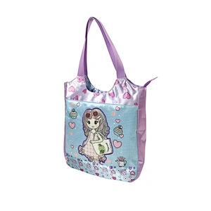 OEM fashion Girls Fashion school Customized Logo Style Hand bag tote bags with custom printed logo tote bag polyester