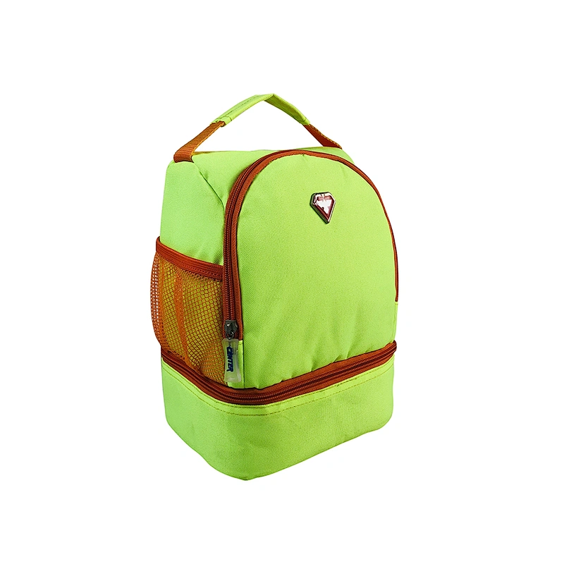 High quality insulated cooler box bags deliver lunch food delivery with custom logo thermal fluorescent green fabric for kids