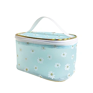 OEM/ODM Waterproof daisy jelly tpu Women handbag Travel Makeup Organizer Cosmetic bag basket Case Bags with handles