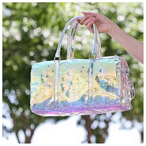 Trendy Fashion Laser Bag Transparent Large Capacity Fashion Holographic Overnight Bag Women Travel Clear Duffel Bags