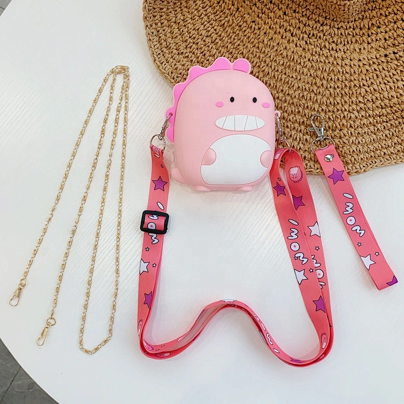 Waterproof cute cartoon girl women Silica Gel soft silicone rubber wallet pouch case coin purse mini purse with crossbody strap