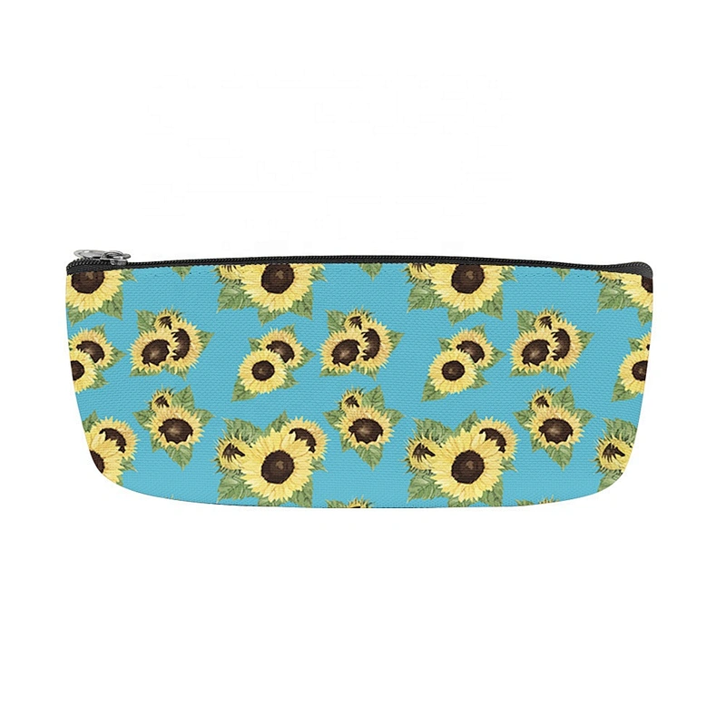 Pencil Case Floral Flower Sunflower Pattern Pencil Bag Pen Zipper Bag Pouch Organiser Makeup Brush Bag for Girls Stationery