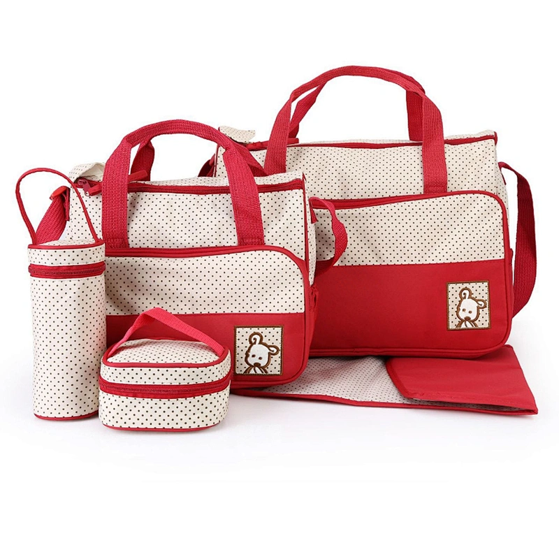 NEWEST 5pcs/set mummy travel high quality tote baby shoulder diaper bags durable nappy bag mummy mother baby bag