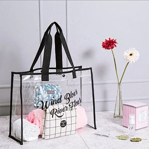 Waterproof Custom swimming portable clothing fashion Beach bag Shopping Transparent Clear PVC Travel Tote Beach Bag