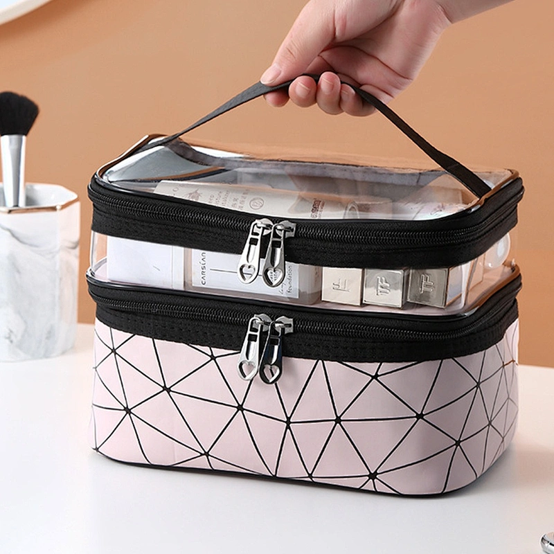 Waterproof Transparent PU Cosmetic Organizer Travel Makeup Bag Clear Toiletry Bag Makeup Pouch travel cosmetic bag
